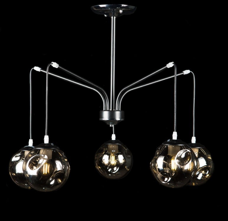 Люстра с плафонами L9752B/5 (BLK+CR) Люстра с плафонами L9752B/5 (BLK+CR)